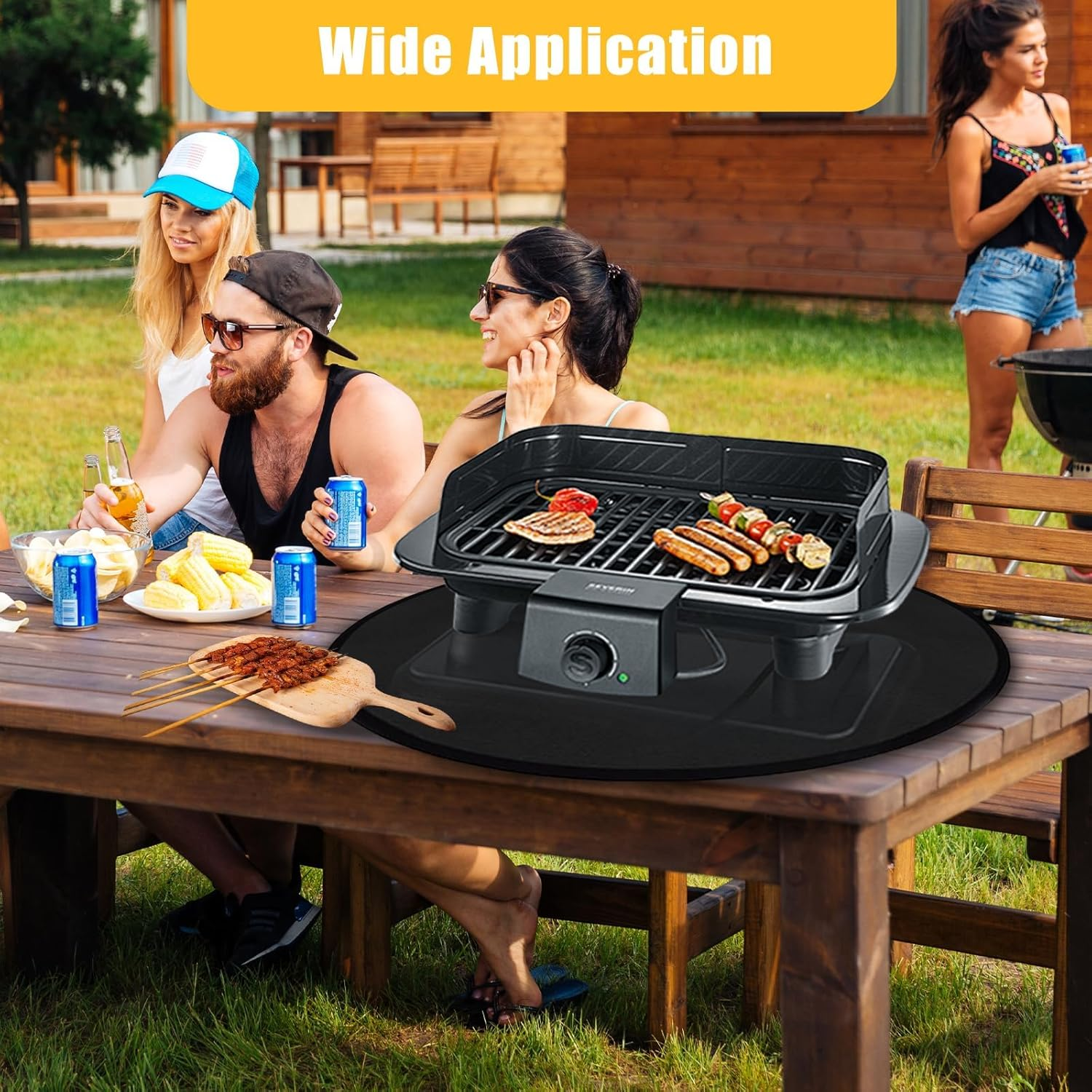 24-Inch round Fire Pit Mat for Solo Stove Bonfire &ndash; Heat-Resistant, Fireproof & Waterproof Fiberglass Grill Mat for Outdoor Patio, Deck, Camping & BBQ &ndash; Reusable under Fire Pit or Grill image number 3