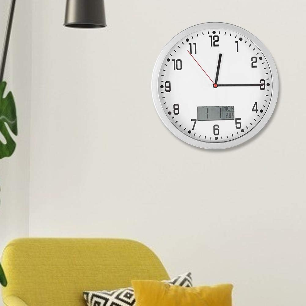 Wall Clock Temperature, Multifunctional Modern Wall Clock with Date Temperature Display Accurate Sweep Movement Easy to Read for Home Office Bedroom Decoration image number 2