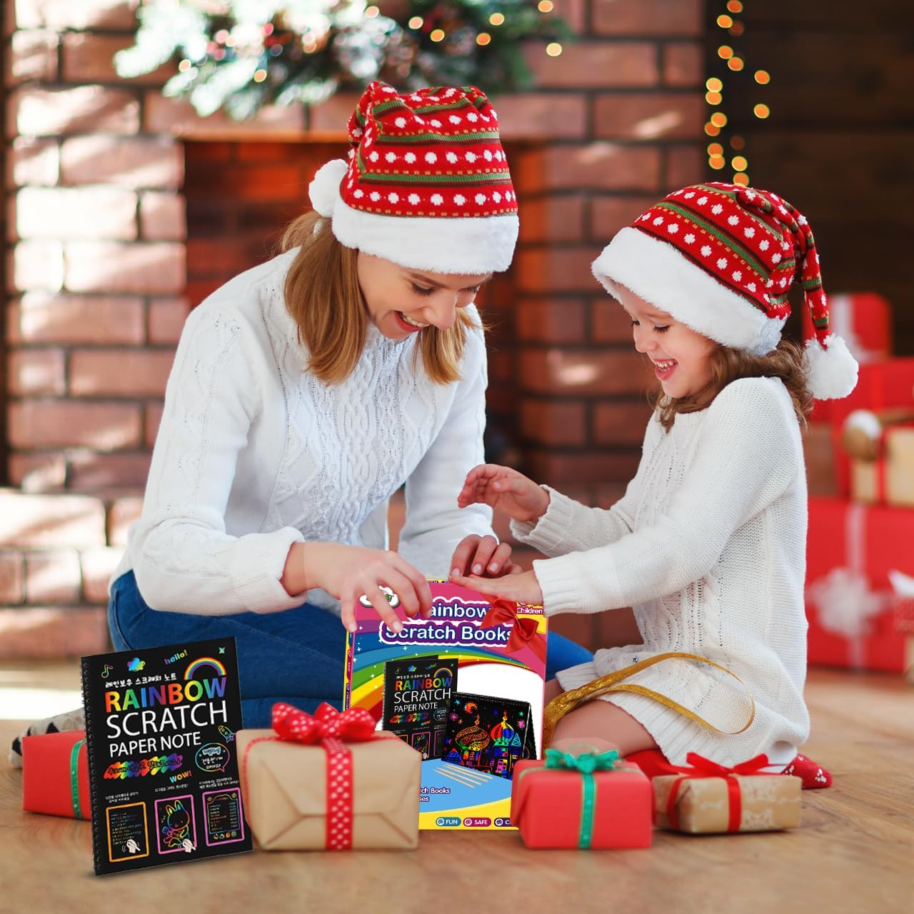 ZMLM Scratch Paper Art-Crafts Notebook: 2 Pack Bulk Rainbow Magic Paper Supplies Toys for 3 4 5 6 7 8 9 10 Years Old Girls Kids Favors Gifts for Birthday Halloween Christmas Party Games Projects Kits image number 3