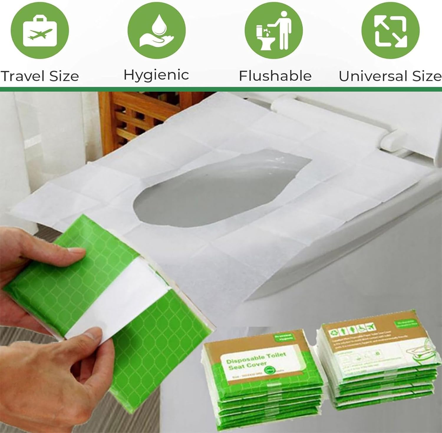 100Pcs Toilet Seat Covers Disposable - Upgraded Flushable Portable Travel Toilet Seat Paper Cover for Adults,Kids Potty Training,Travel,10 Individually Packing