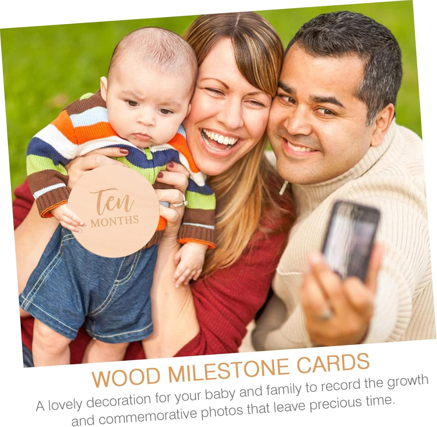 14Pcs Wood Milestone Discs Smooth Polished Wood Material Safe Skin Friendly Photo Props for Newborn Growth Tracking Party Decoration image number 4