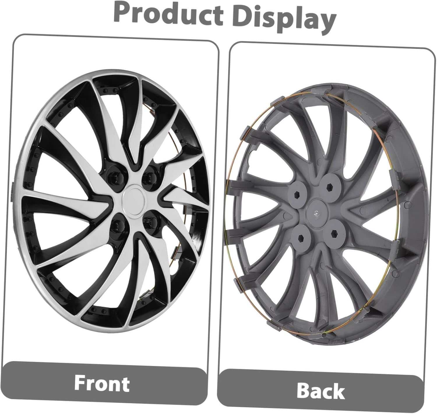 Kichvoe Universal 14-Inch Abs Wheel Hub Caps Silver Black Car Wheel Hubcap Replacement for Cars Suvs Trucks Automotive Center Caps Accessories image number 3