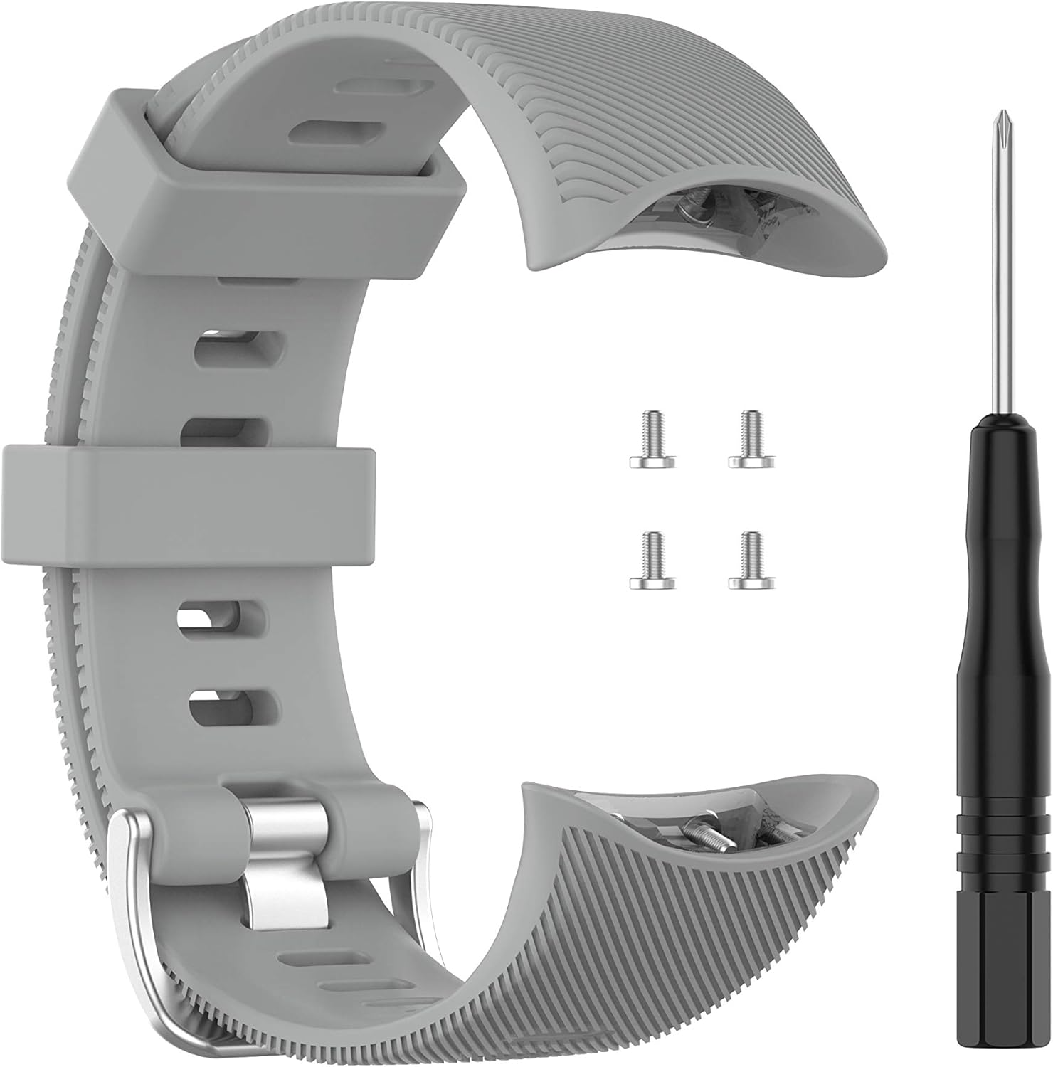 Band Intended for Garmin Swim 2 Watch Band, Soft Silicone Replacement Strap Wristband Intended for Swim 2 Intended for Garmin Swimming Smartwatch (Gray) image number 4