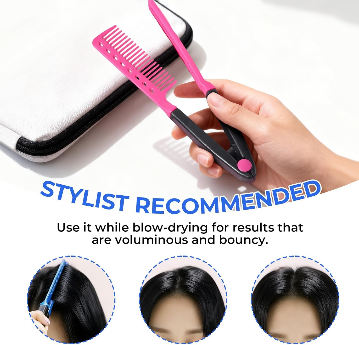 Tzylomirx 2 Pcs Straightening Comb Hair Styling Comb, Flat Straightening Iron Comb for DIY Salon Styling, V-Shaped Straight Comb (2 Colors) image number 5