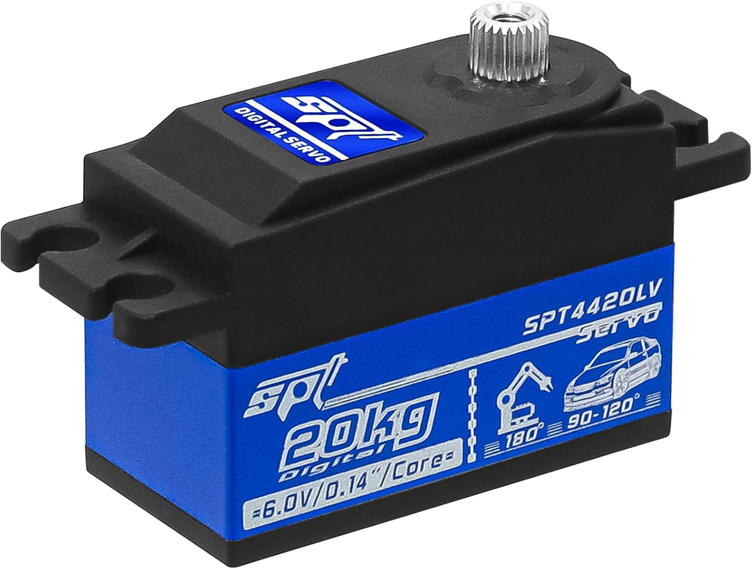 20Kg Low Profile Servo RC Digital Servo High Torque Full Metal Gear & Steering Servo Arm for 1/10 RC Car Tamiya Kyosho On-Road Touring Drift Car/Robot/Boat image number 4