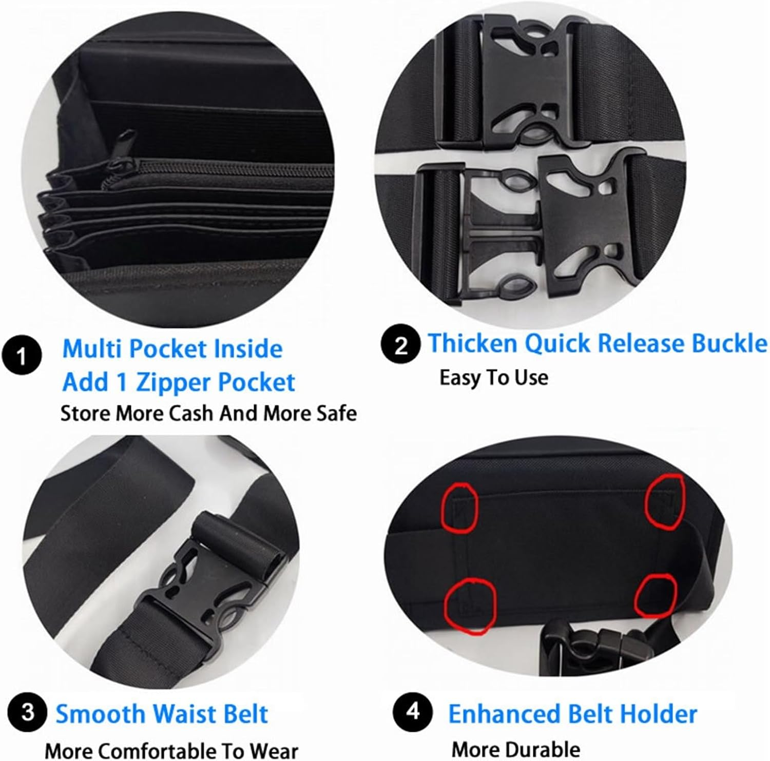 Safe Multi-Function Waiter'S Purse Portable Multi Pocket Driver Waist Wallet Fanny Pack Cash Receipt Organizer Safe Box(Waist Bag Only)