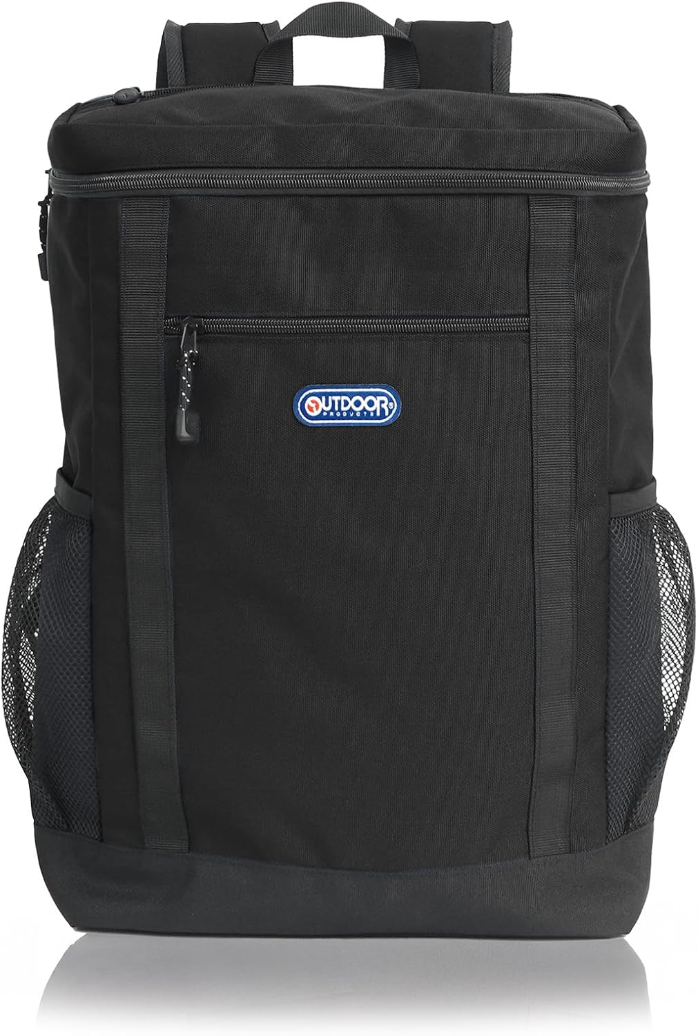 Outdoor Products Square Backpack, Box Type, Large Capacity, A4 Storage, PC Storage, Many Pockets, Commuting to Work