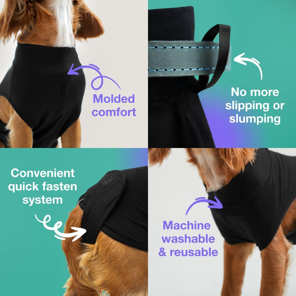 Pupshield - Dog Surgery Recovery Suit for All Dog Sizes - Easy Use anti Lick - Spay & Neuter Recovery Suit, Surgical Onesie for Dogs - Dog Cone Alternative (Black, Medium (Weight:35-60 LBS))