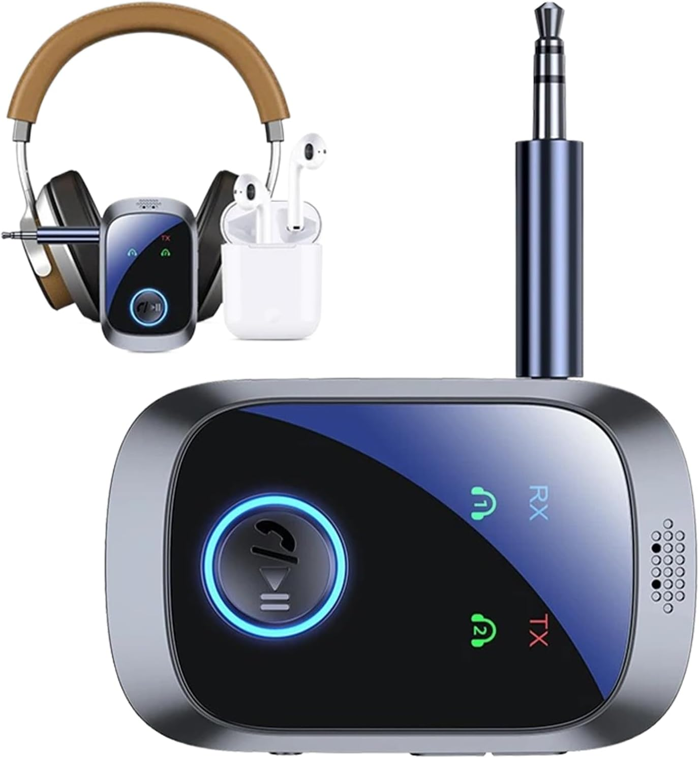 Wireless Transmitter and Receiver,Wireless Receiver Transmitter - Double Stream Multipoint 2 in 1 Hifi LCD Screen for Music Game Consoles Tvs Speakers Cell Phones Pc Car Home Gym image number 4