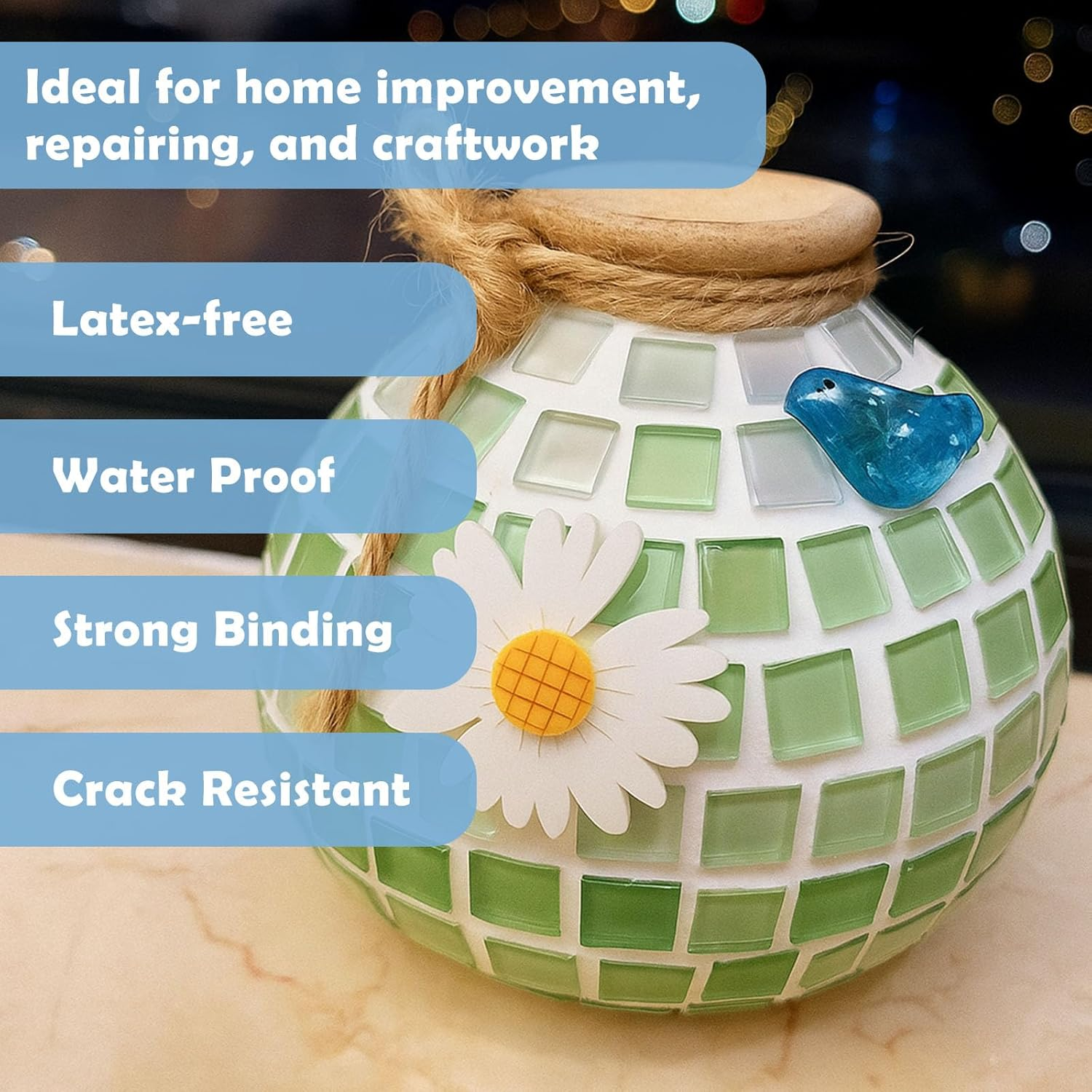 Mosaic Glue 100Ml, Clear Mosaic Tiles Glue, Non-Toxic & Water Resistant, Mosaic Adhesive Suitable for All Surfaces