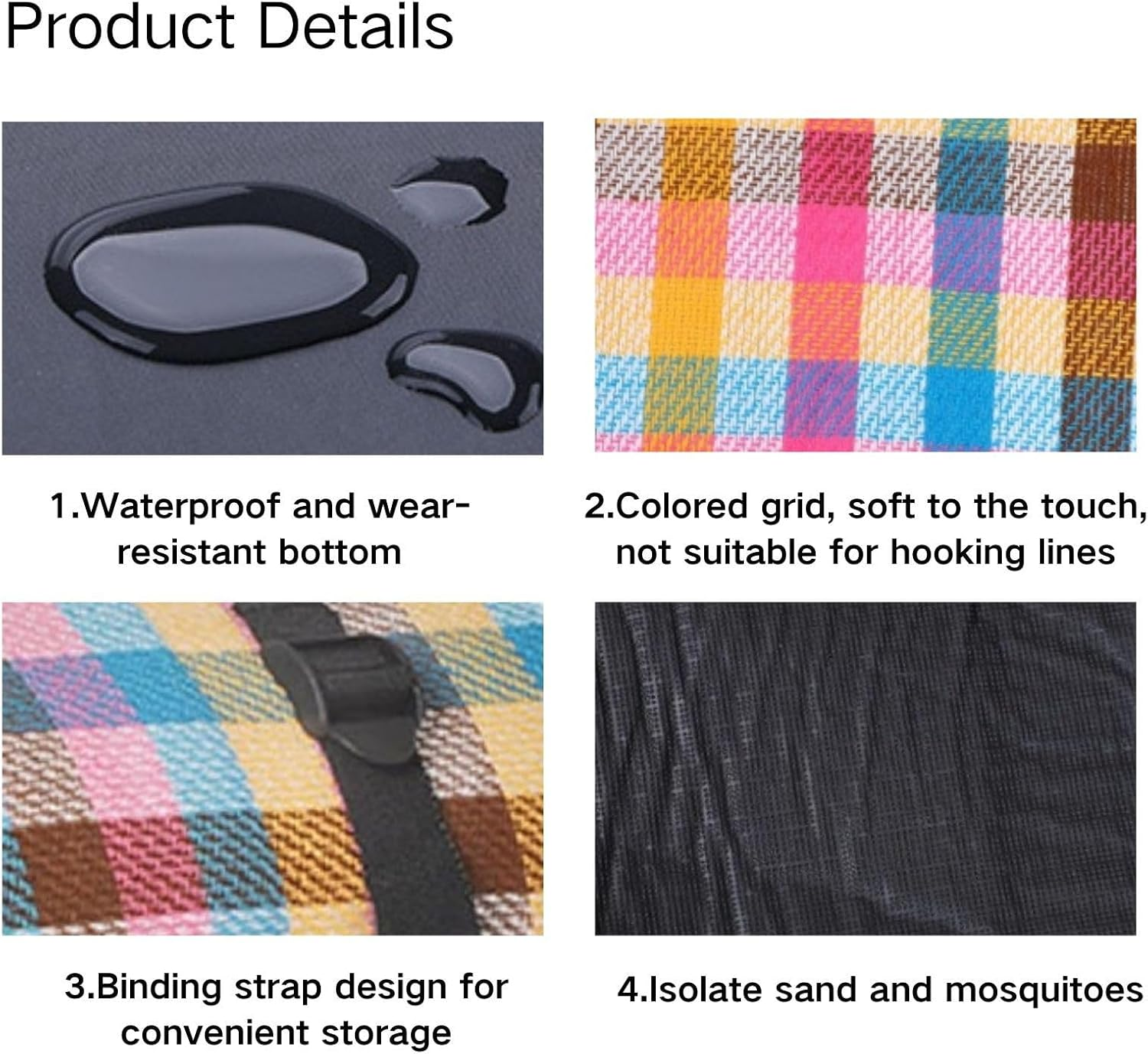 Poemtian Picnic Blanket, Waterproof Foldable Picnic Blanket, Large 200X200Cm, Extra Large Picnic Blanket for Outdoor Fun image number 1