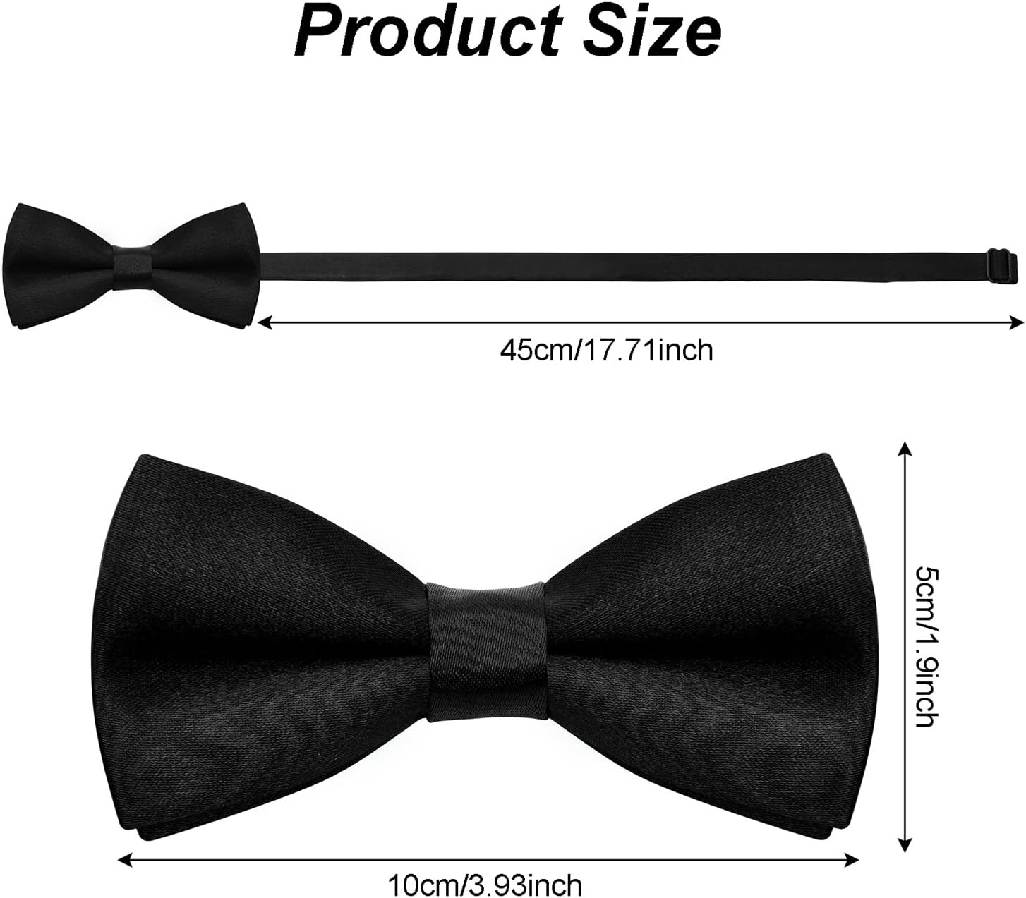 Kids Bow Ties Satin Toddler Bow Tie Adjustable Kids Solid Color Bowties for Boys School Wedding Party image number 2