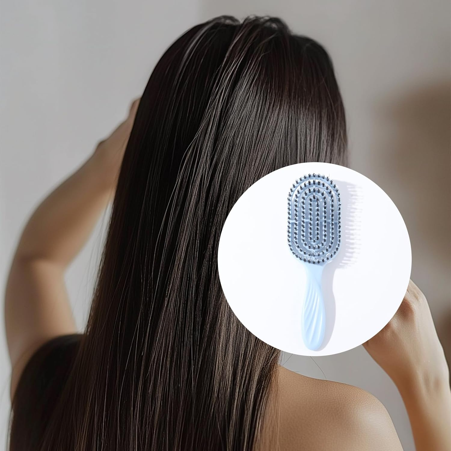 Boar Bristle Hair Brush - Homiladi Frizz Control & anti Static Detangling Comb | Adds Shine & Scalp Massage | Wet/Dry Use | Hair Brush Women | Salon-Finish Hair Brushes (Blue) image number 4