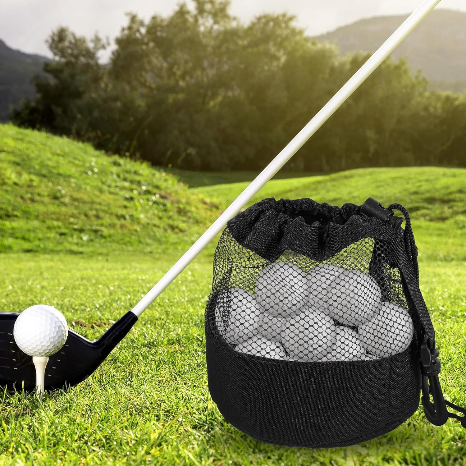 2Pcs Golf Balls Storage Bag,Nylon Mesh Drawstring Golf Pouch Organizer,Durable & Lightweight Shag Bag for Storing Golf Balls, Perfect for Golfers & Practice image number 6