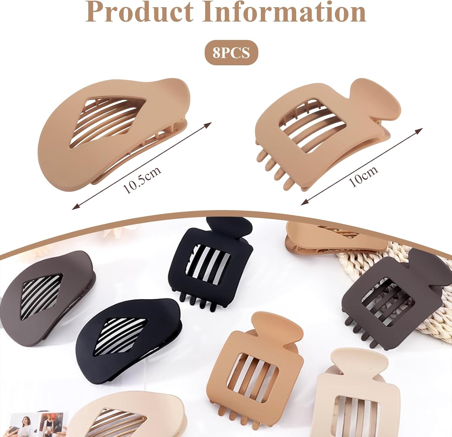 Evadollina Hair Clips Ladies, 8 Pieces Hair Clip, Duckbill Hair Clips Ladies, Duckbill Hair Clip, Hair Clips, Flat Hair Clip, Christmas Gifts (2 Designs)