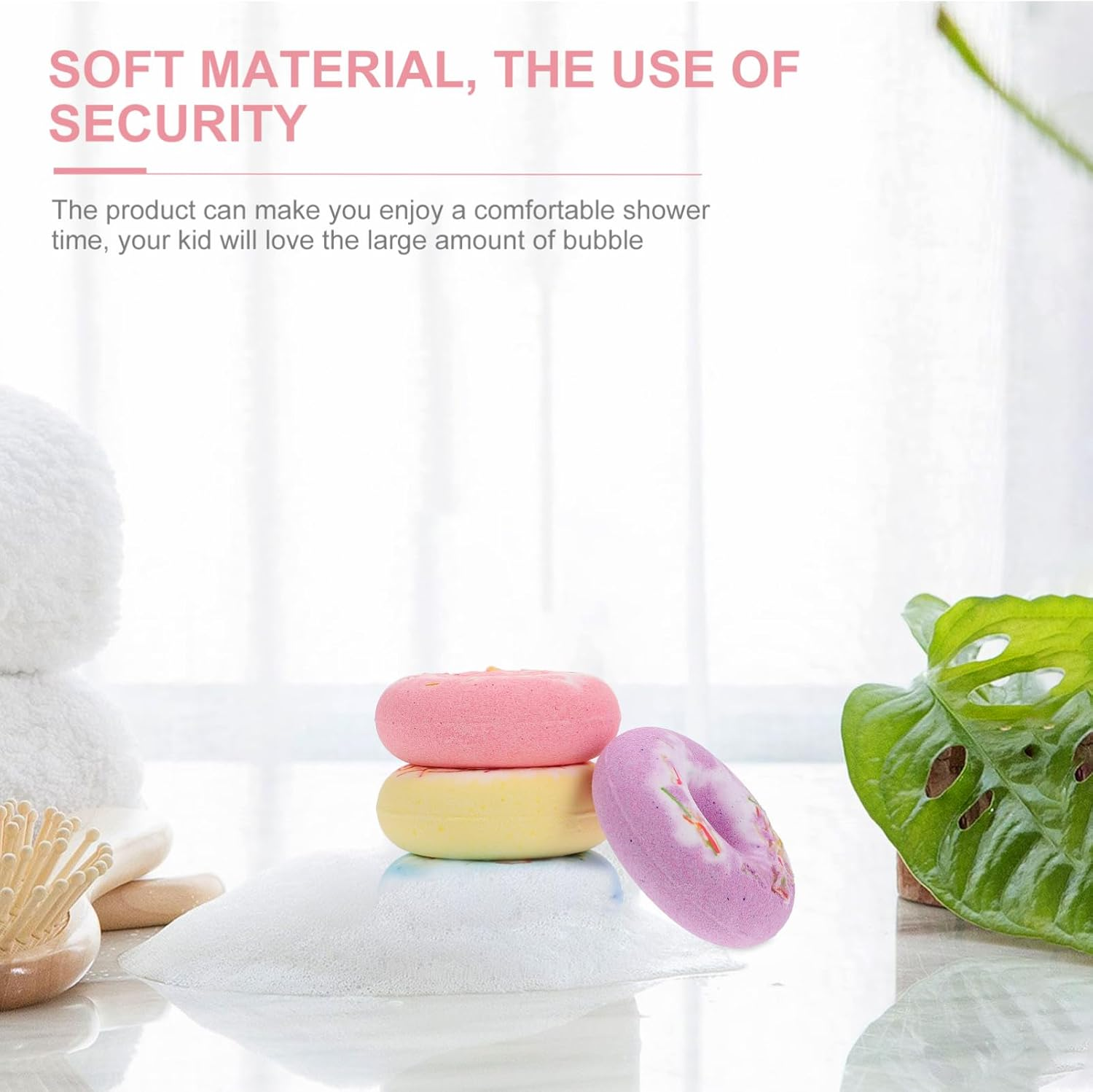WOONEKY 4Pcs Adorable Salt Bath Balls Natural Material for Boys and Girls Bomb Random Color