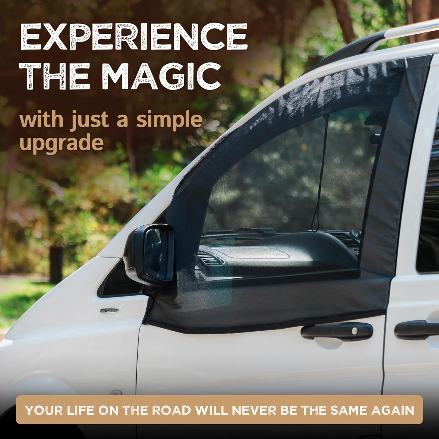 Living in a Bubble Van Bug Screen for Front Windows, Universal Size for Mercedes Sprinter, Vito, Hiace, Iload, Crafter, Master & Other Vans and Cars - Car Living Essentials & Van Life Accessories image number 3