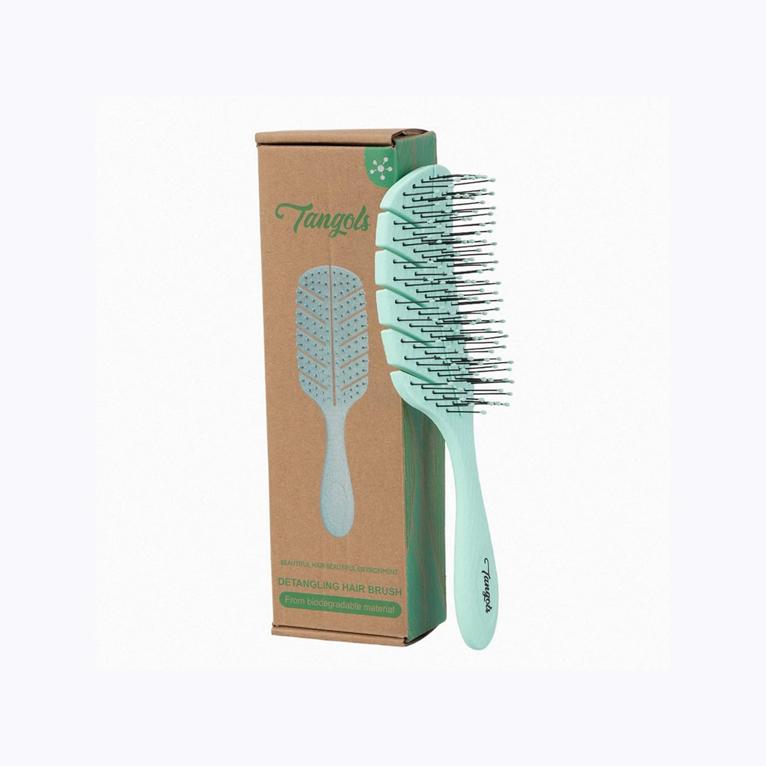 Tangols Soft Detangling Hair Brush &ndash; Soft Hair Brush for Kids & Adults with Ultra-Soft anti Knot Nylon Bristle, Eco-Friendly Tangle-Free Styling for Dry, Wet, Curly & for All Hair Types(Green)
