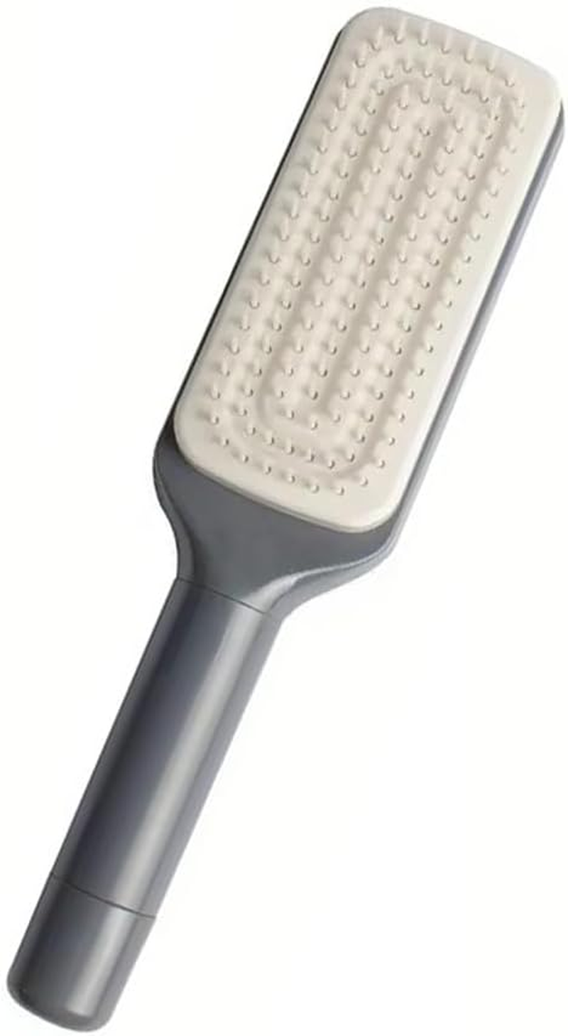 LEDON Rotating Lift Hair Comb - One-Button Cleaning Women Telescopic Massage Comb with Air Cushion, Anti-Static & Tangle-Free Design for Smooth Detangling & Styling (Purple)