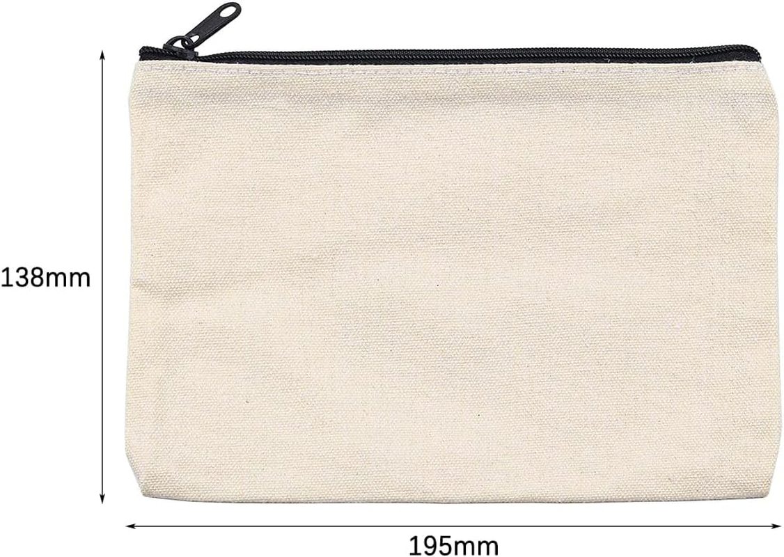 12 Pcs NUZAMAS Canvas Makeup Bags DIY Craft Zipper Bags Pouches Pencil Case Make up Cosmetic Pouches Bags Cases for Travel Craft School Toiletry image number 4