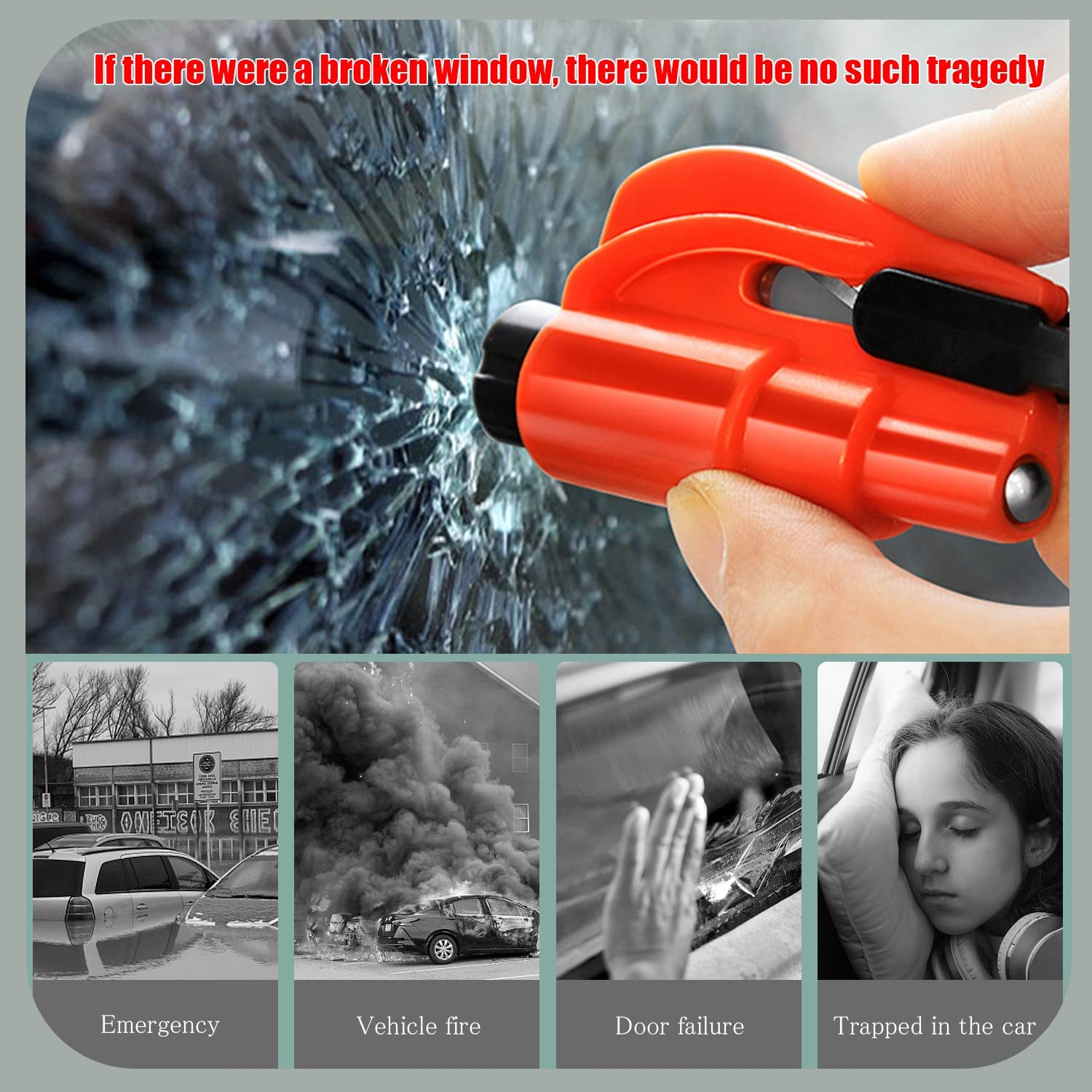 Benran 2 Pcs 2-In-1 Car Window Breaker Emergency Keychain Car Escape Tool for Emergency Situation Mini Keychain Car Safety Hammer image number 1