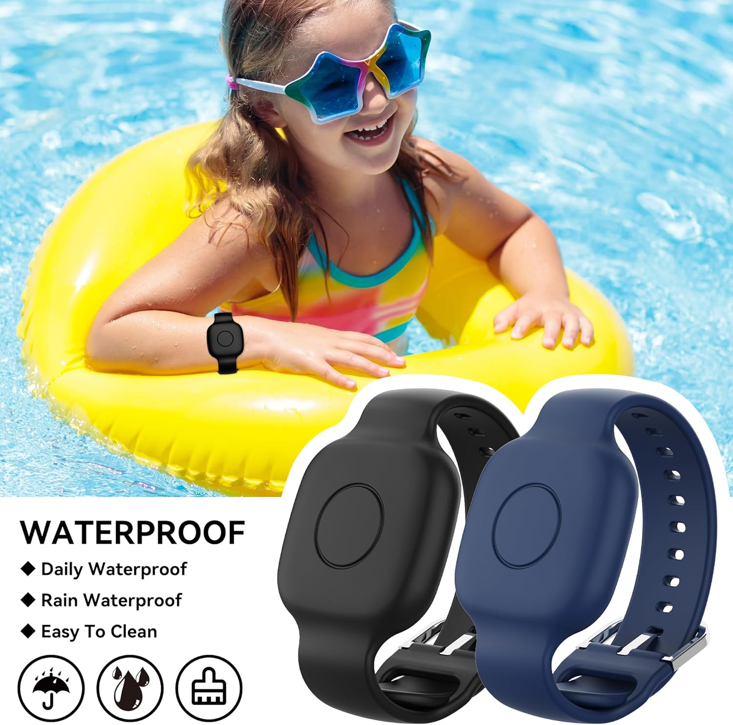 Skyarmor Waterproof Silicone Bracelet for Tile Mate 2024/2022, Hidden GPS Tracker Holder for Kids, Teens & Elderly, Adjustable Anti-Lost Wristband, Durable, Lightweight, Comfortable Fit &ndash; Black/Blue