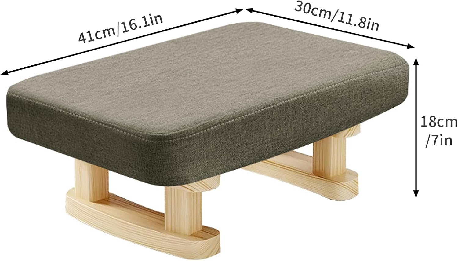 Small Footstool, Wooden Chair Leg Modern under Desk Foot Rest, Stable anti Slip Simple Padded Sofa Footstool for Living Room (Dark Grey) - Dark Grey image number 3