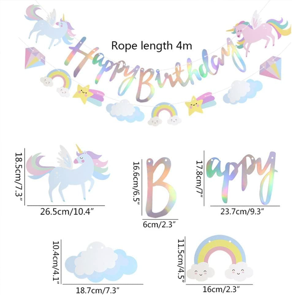 2 Sets Unicorn Banner Birthday Letter Unicorn Banner Children Birthday Party Decoration image number 3