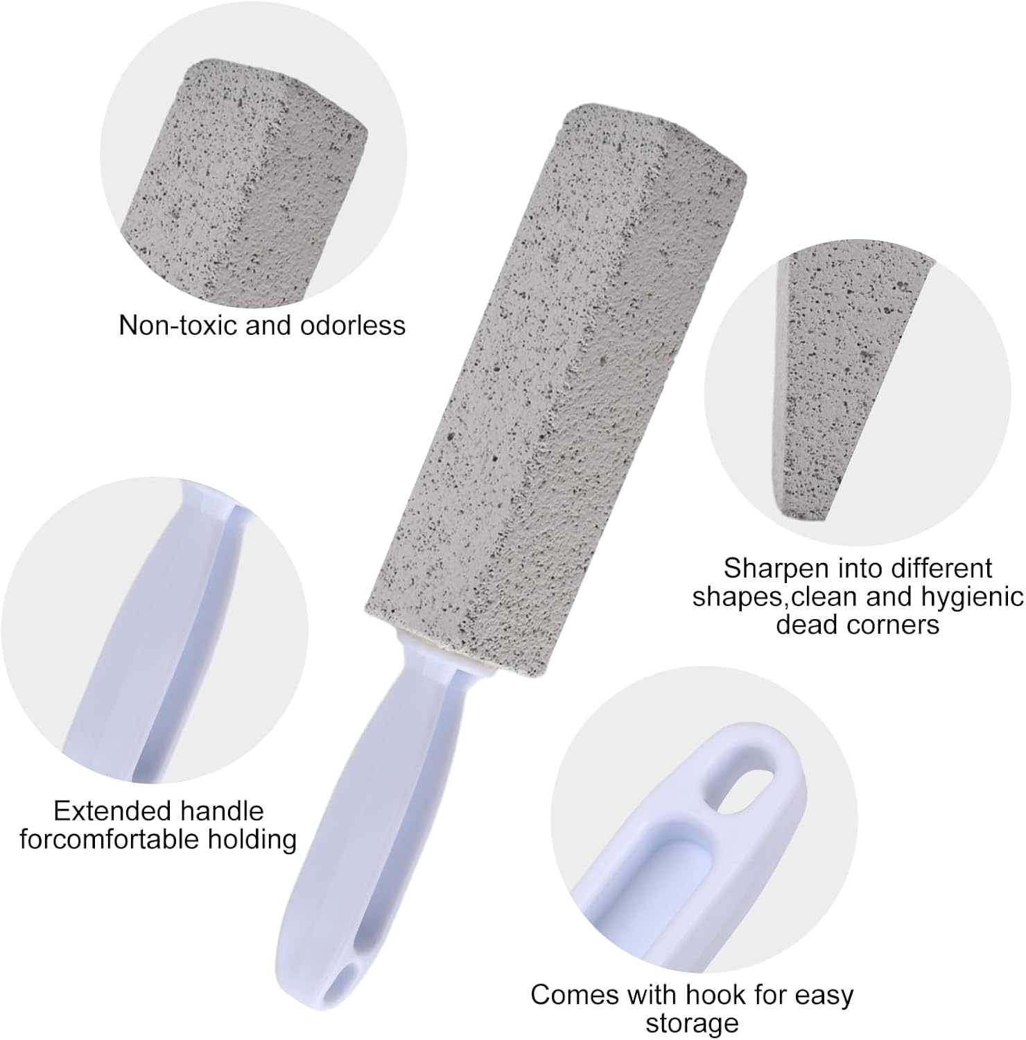 4 Pieces Pumice Stone Cleaning Stone with Handle, Pumice Stone Toilet Cleaner, Pumice Stone for Toilet, Pumice Stone Foot Care, Grill Cleaning Stone, Cleaning Stone for Toilet Kitchen Shower Bathroom Sink image number 1