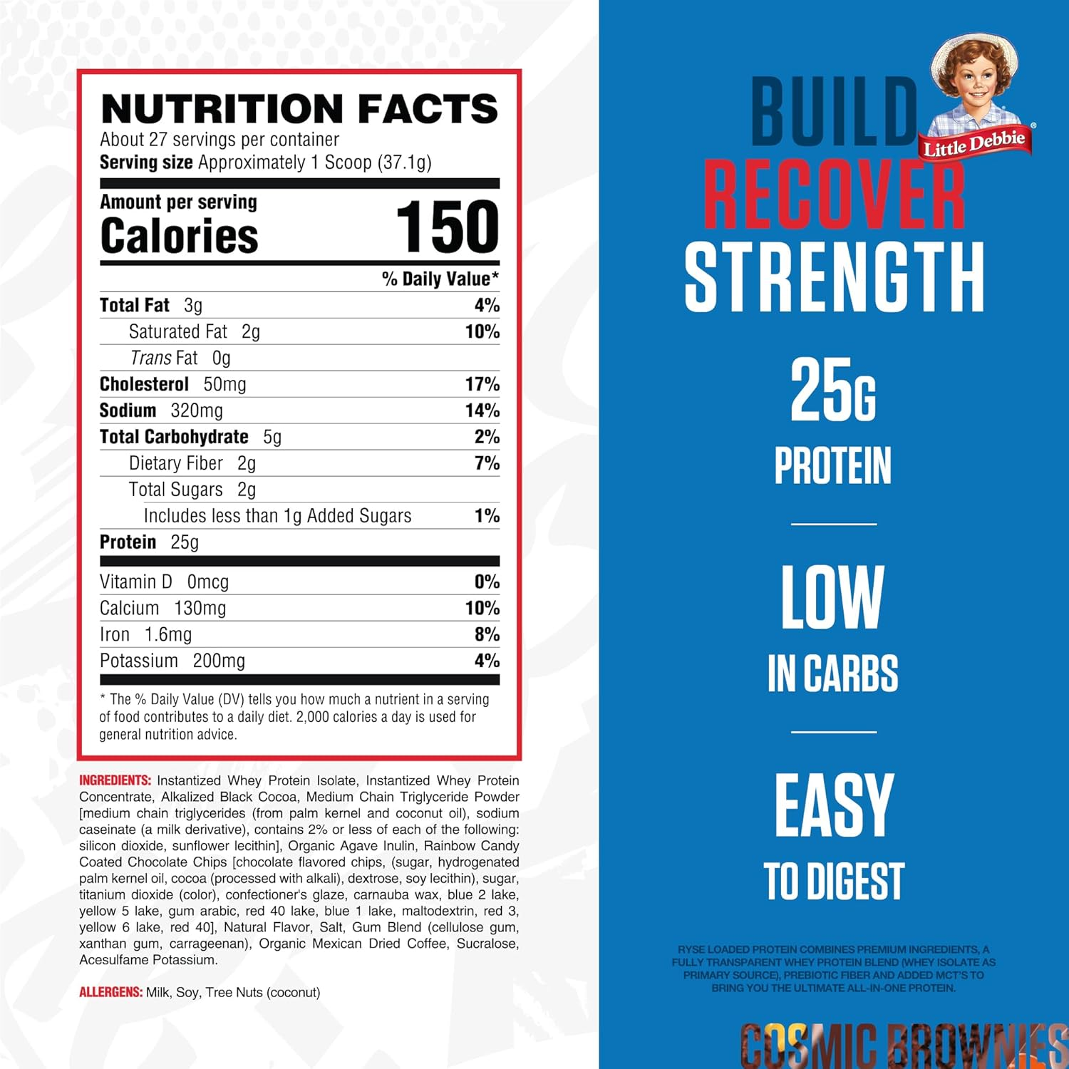 Ryse Cosmic Brownies Loaded Whey Protein with Mcts Drink Mix Powder 1002 G image number 3