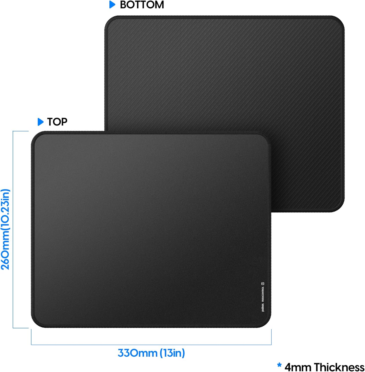 Pulsar - Paracontrol M Esports Level Premium Gaming Mouse Pad V2 - Medium to High Speed Pad Stitched Edge Durable Hybrid Top Surface 10.23 X 13 (M, Black)