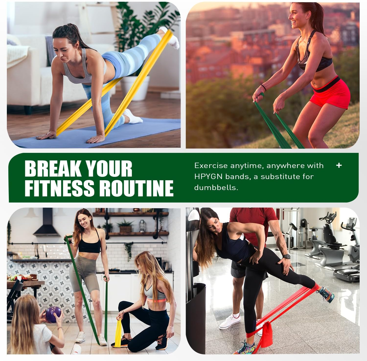 Resistance Bands, HPYGN Exercise Bands, Fitness Bands for Physical Therapy, Strength Training, Yoga, Pilates, Stretching, Non-Latex Elastic Bands with Different Strengths,Workout Bands for Home image number 5