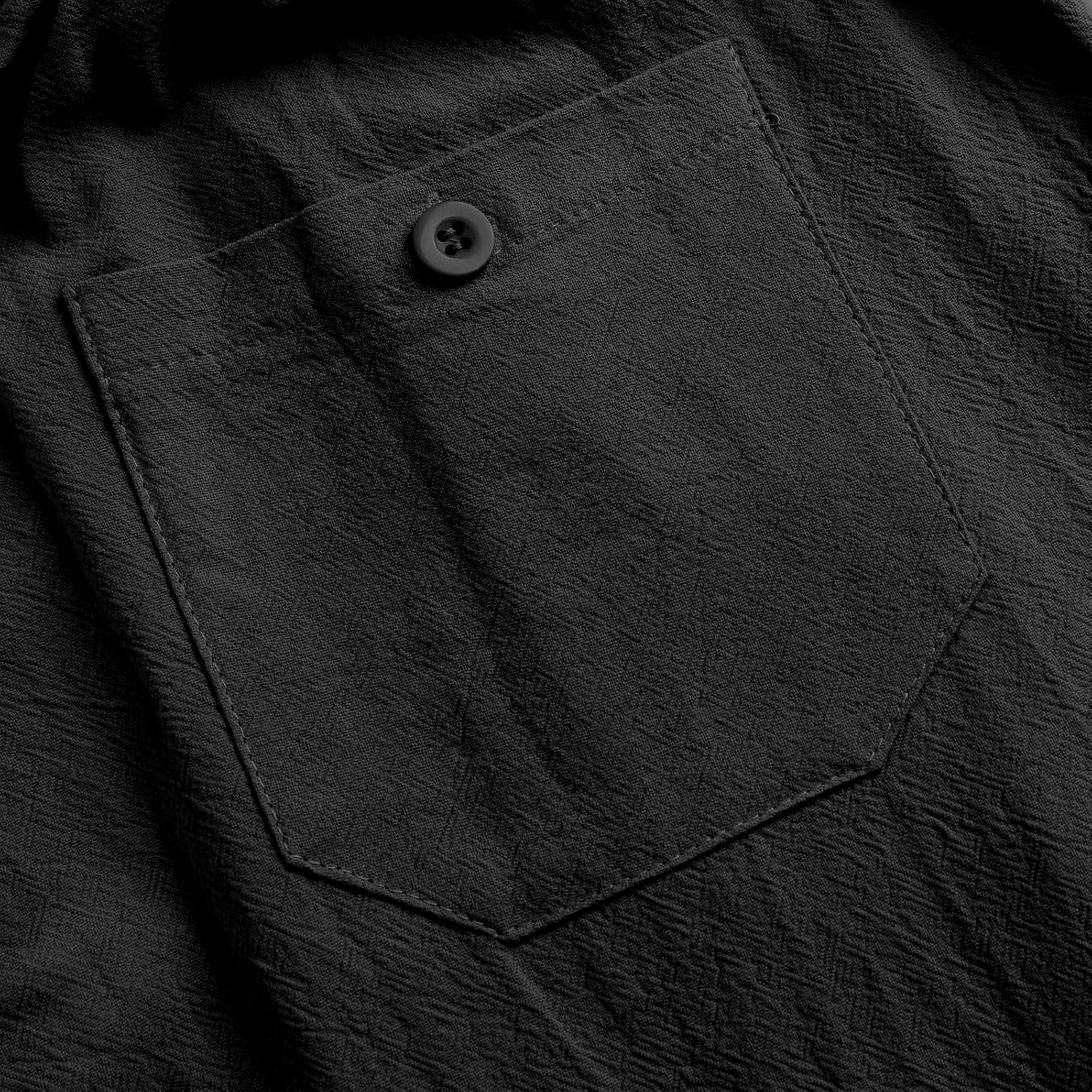 NANAMEEI Men'S Linen Pants Elastic Waist Cotton Trousers Drawstring Yoga Beach Pants image number 4