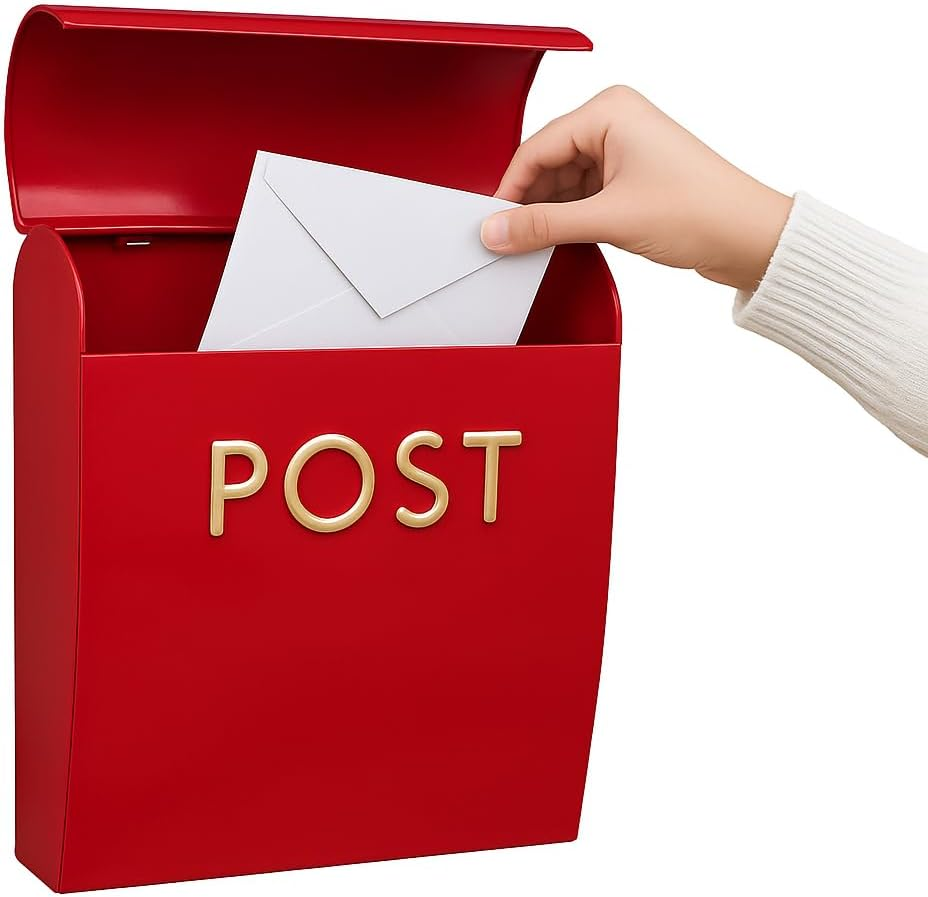 Assorted Collections Grey Post Box Wall Mounted Letterbox with Easy Access No Lock for Outdoor Use - Weatherproof and Durable Mailbox Easy Installation, Strong Construction (Large)