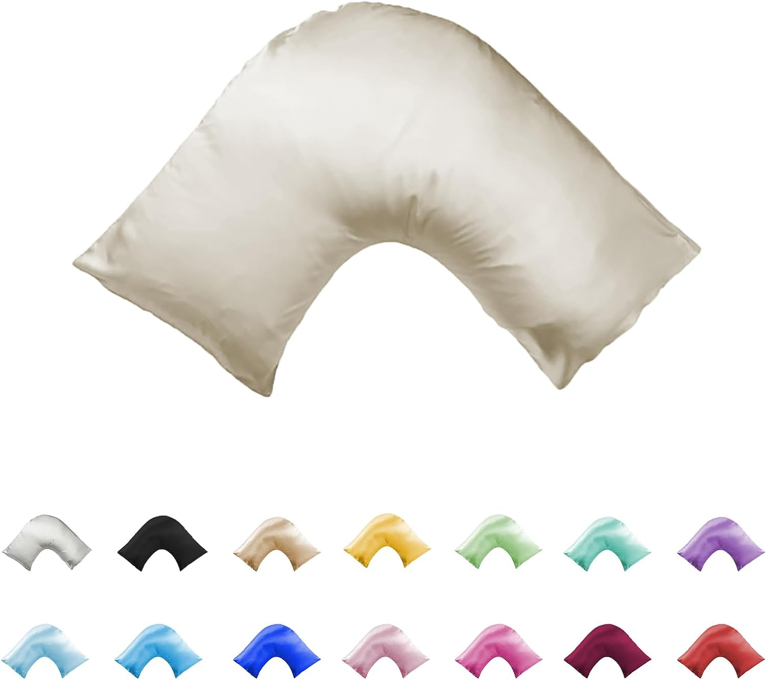 Silky Soft Satin V/U/Tri/Boomerang/Maternity Shaped Pillowcase - Double Stitched (Amber) - Apple image number 2