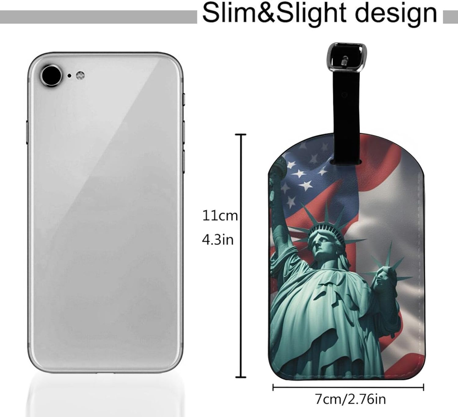 Statue of Liberty Flag Print Elegant Tag Stylish Tag Luggage Tag 4.3 X 2.76 Inch for Suitcases Travel Bags image number 4