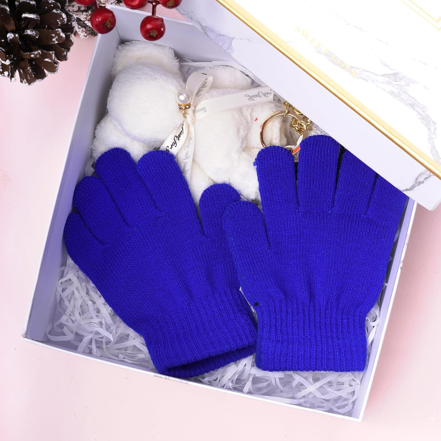 Jiebor 12 Pairs Kids Warm Gloves Winter Gloves Knit Gloves for Boys Girls Children Kids image number 5