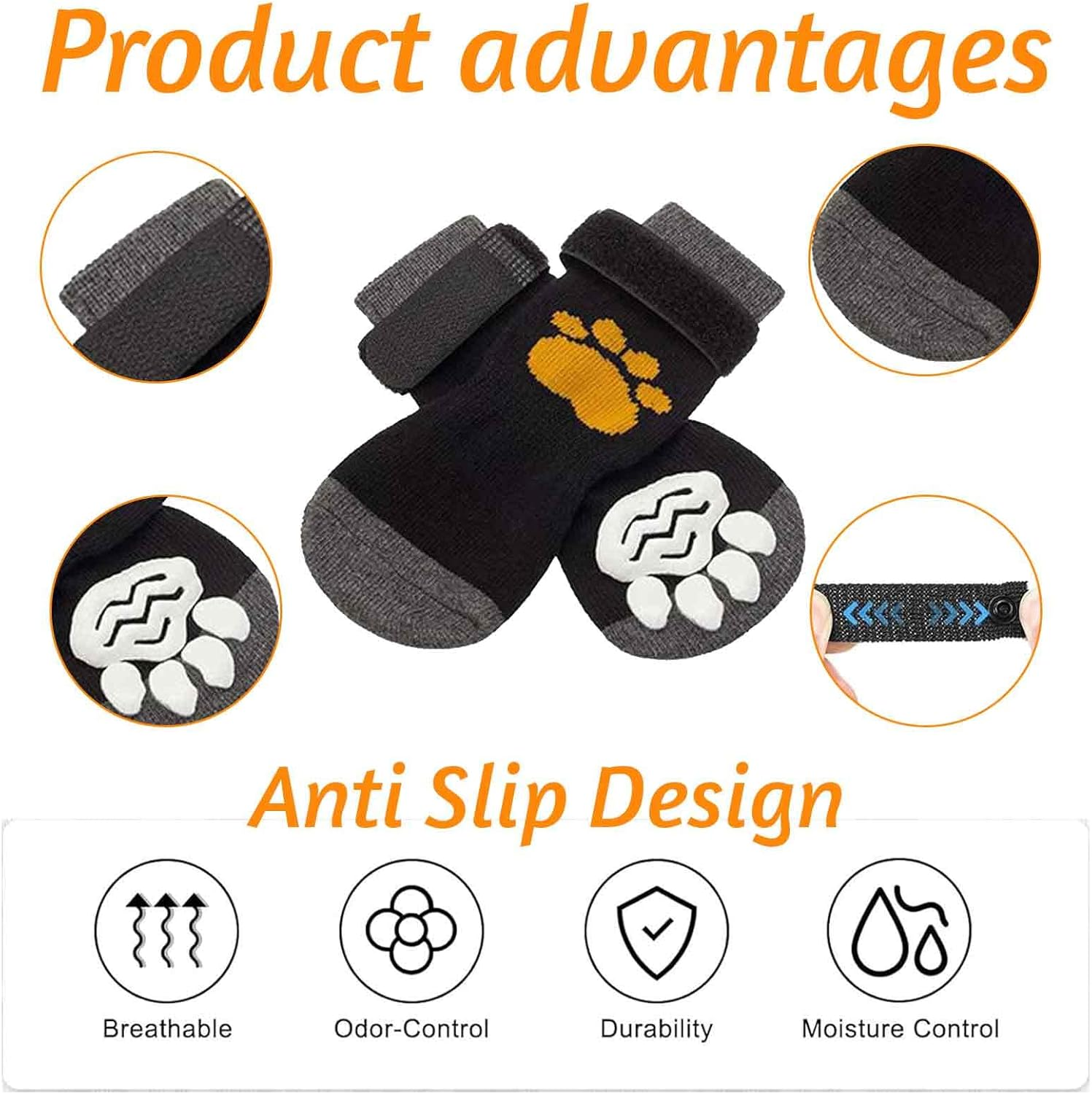 Dog Stop Licking Paws Socks, 2Pairs Dog Injured Paw Protectors, Dog Socks, Dog Paw Bandage, Dog Paw Protectors image number 4