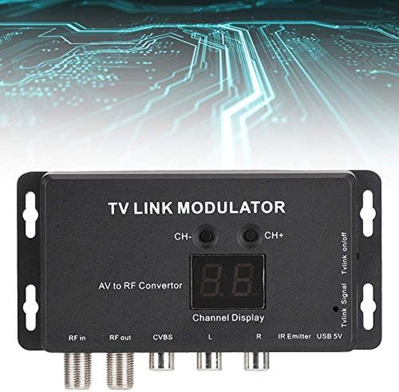 RF Modulator, UHF TV Link Modulator IR Extender AV to RF Converter Channel Display Adjustable Audio and Video image number 2