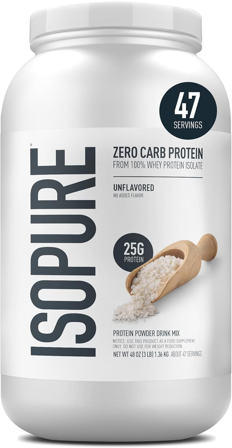 Isopure Whey Protein Isolate, Unflavored, 3 Pounds (Packaging May Vary) image number 1