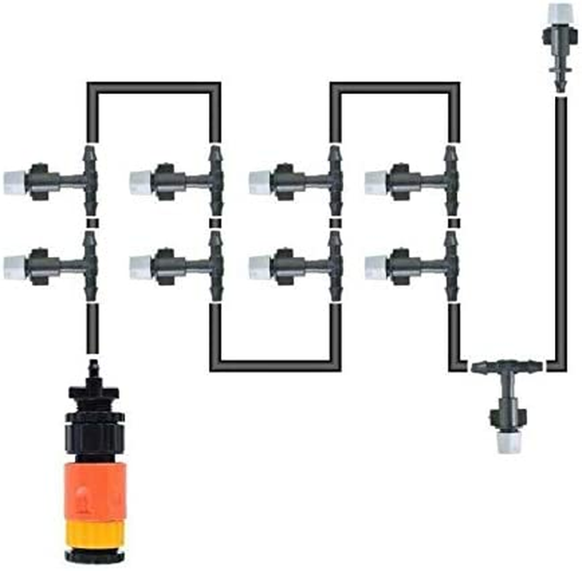 2RZ Misting Cooling System Kit, Irrigation System 82FT(25M) Misting Line DIY Outdoor +25 Plastic Mist Nozzle for Lawn Patio Garden Greenhouse image number 2