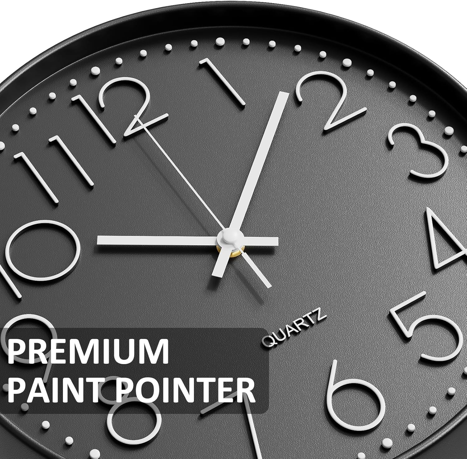 LEFAFA Wall Clock, 12 Inch Silent Non Ticking Wall Clocks Battery Operated, round Easy to Read, Silent Wall Clock for Bedrrom Living Room Kitchen School Office Home Decor (Black)