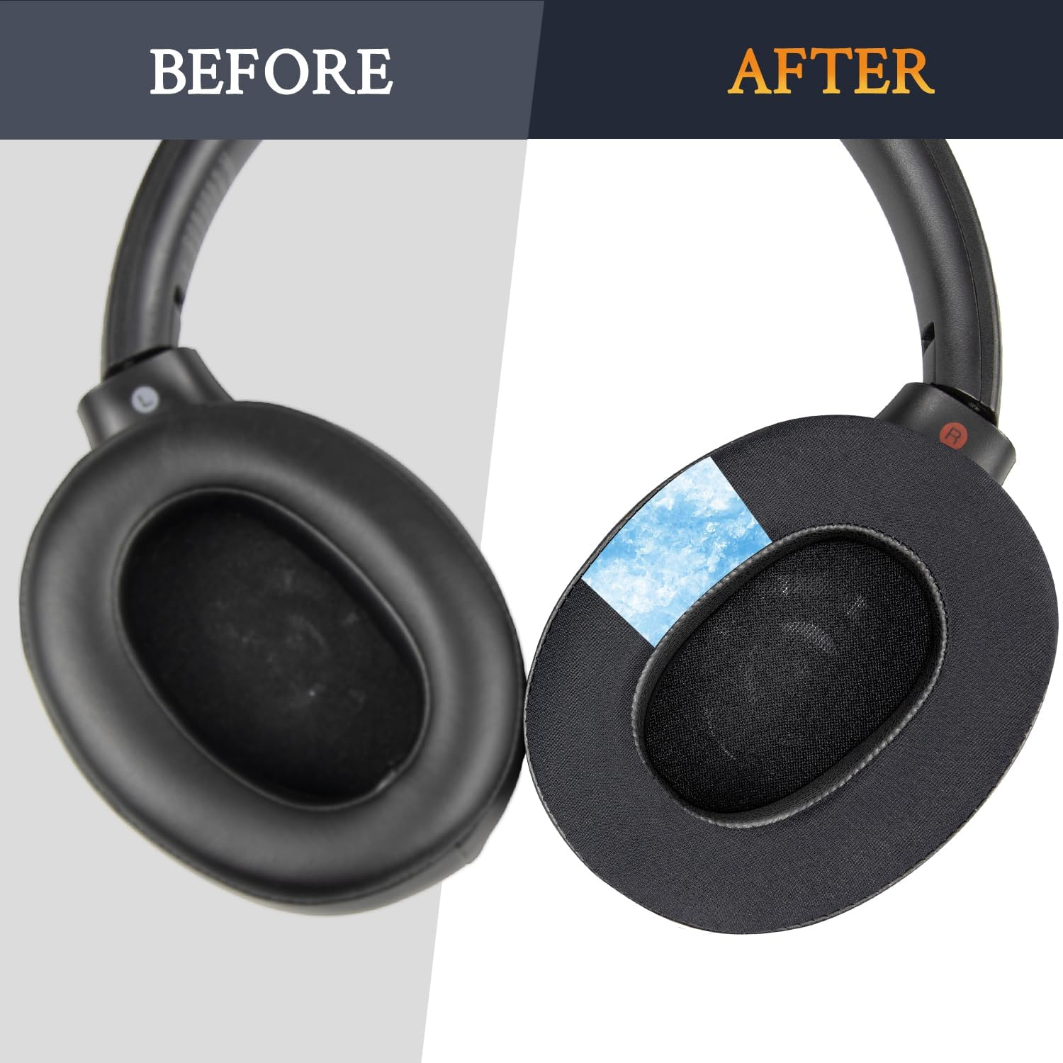 SOULWIT Cooling Gel Ear Pads Cushions for Sony WH-XB900N/WH-CH710N(WHCH710N WHCH710 CH710)/WH-CH720N(WHCH720 CH720)/WH-RF400(WHRF400)/MDR-RF895RK, Ear Pads Cushions with Noise Isolation Foam - Black image number 3