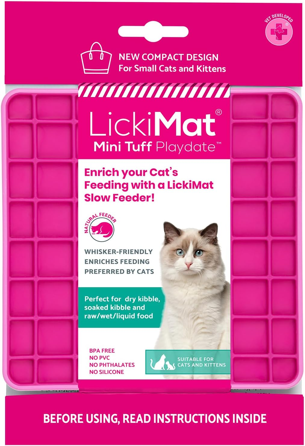 Lickimat Cat TUFF Mini Buddy - Durable, Classic, and Modern Feeding Fun for the Whole Family - Interactive Slow Feeder for Cats - Ideal for Wet or Dry Treats - Enrich Your Cat'S Mealtime Experience image number 5