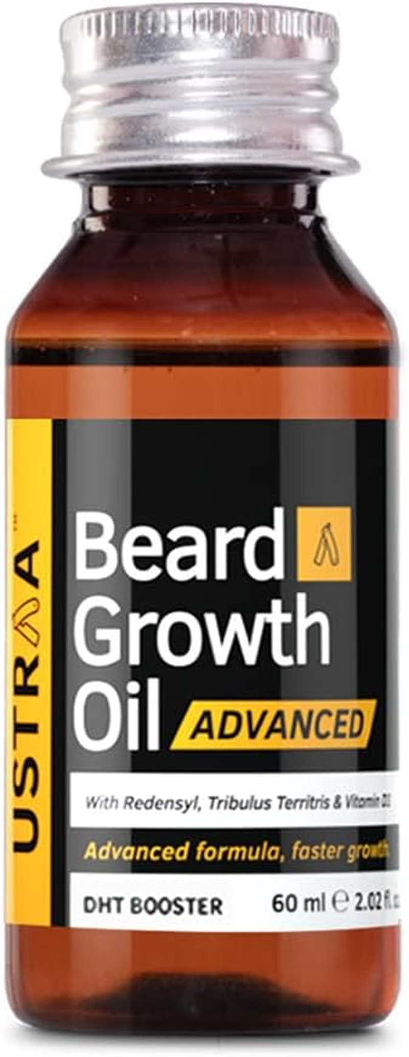 USTRAA Beard Growth Oil Advanced - 60Ml - Beard Growth Oil for Patchy Beard, with Redensyl and DHT Booster, Nourishment & Moisturization, No Harmful Chemicals image number 1
