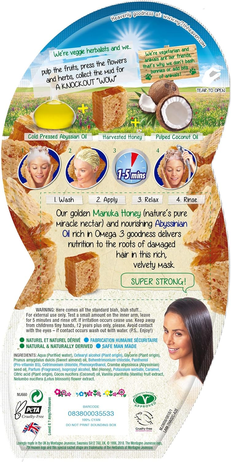 7Th Heaven Manuka Honey Hair and Root Rescue Mask with Pulped Coconut Oil and Cold Pressed Abyssian Oil to Strengthen Damaged Roots | Ideal for Dry Hair