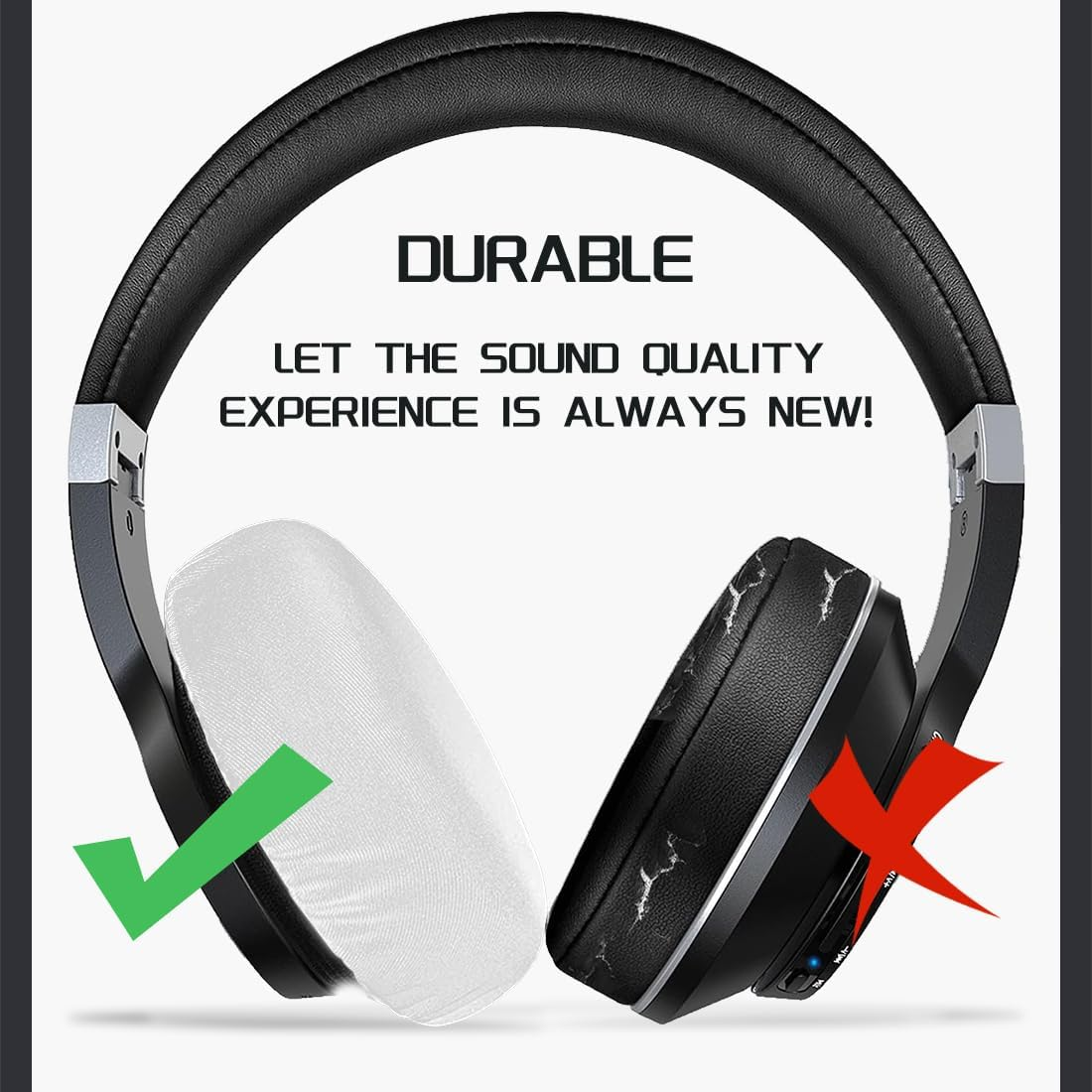 Pack of 6 Headphone Ear Pads, Stretchy Washable Headphone Covers, Headphone Ear Covers Made of Flexible Fabric, Headset Ear Pads, Sweat Protection for Gym, Gaming (White) - White image number 5