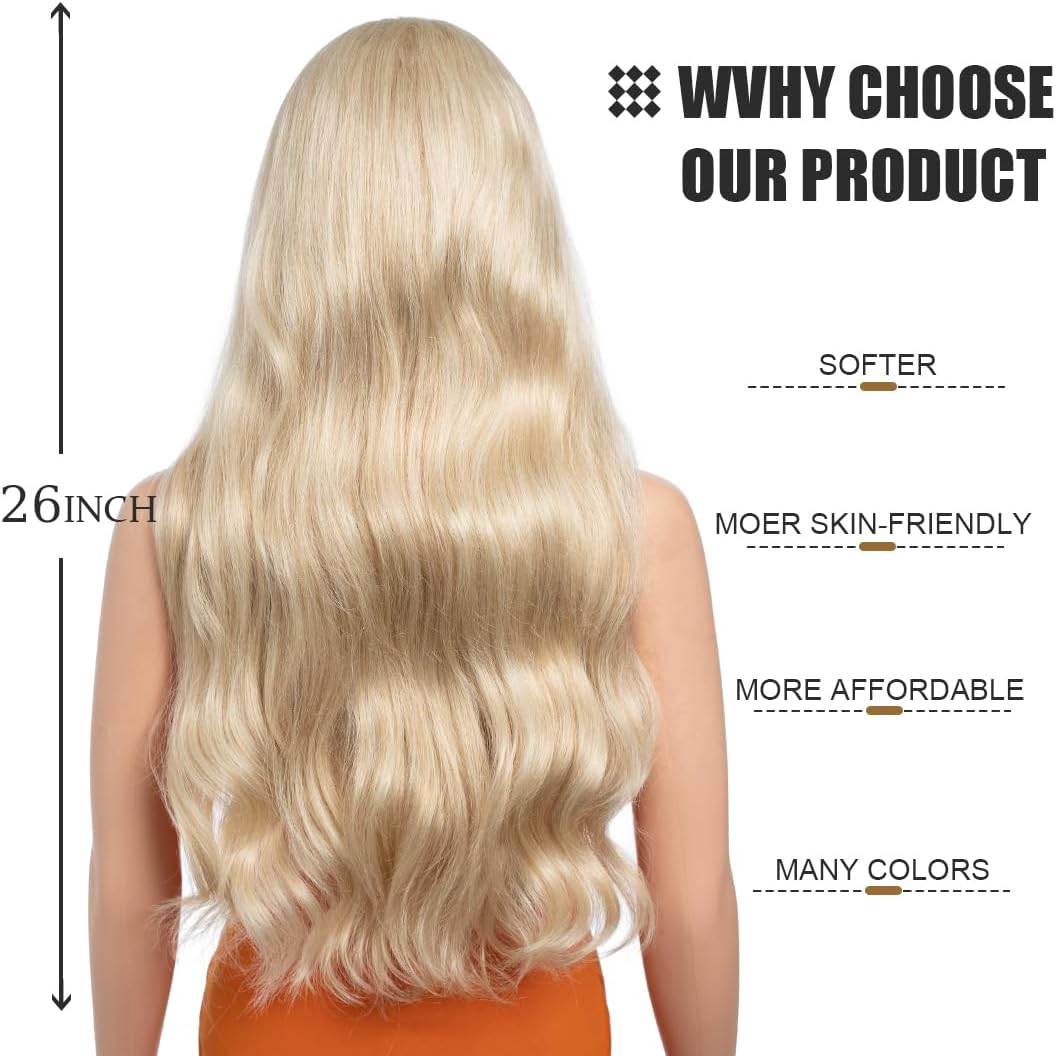 26 Inch Long Wavy Wigs for Women, Black Wig with Bangs, Ombre Brown Wig with Dark Roots, Long Layered, Heat Resistant, Synthetic, Natural Looking Wigs for Daily Party Use (Linen (59)) image number 4