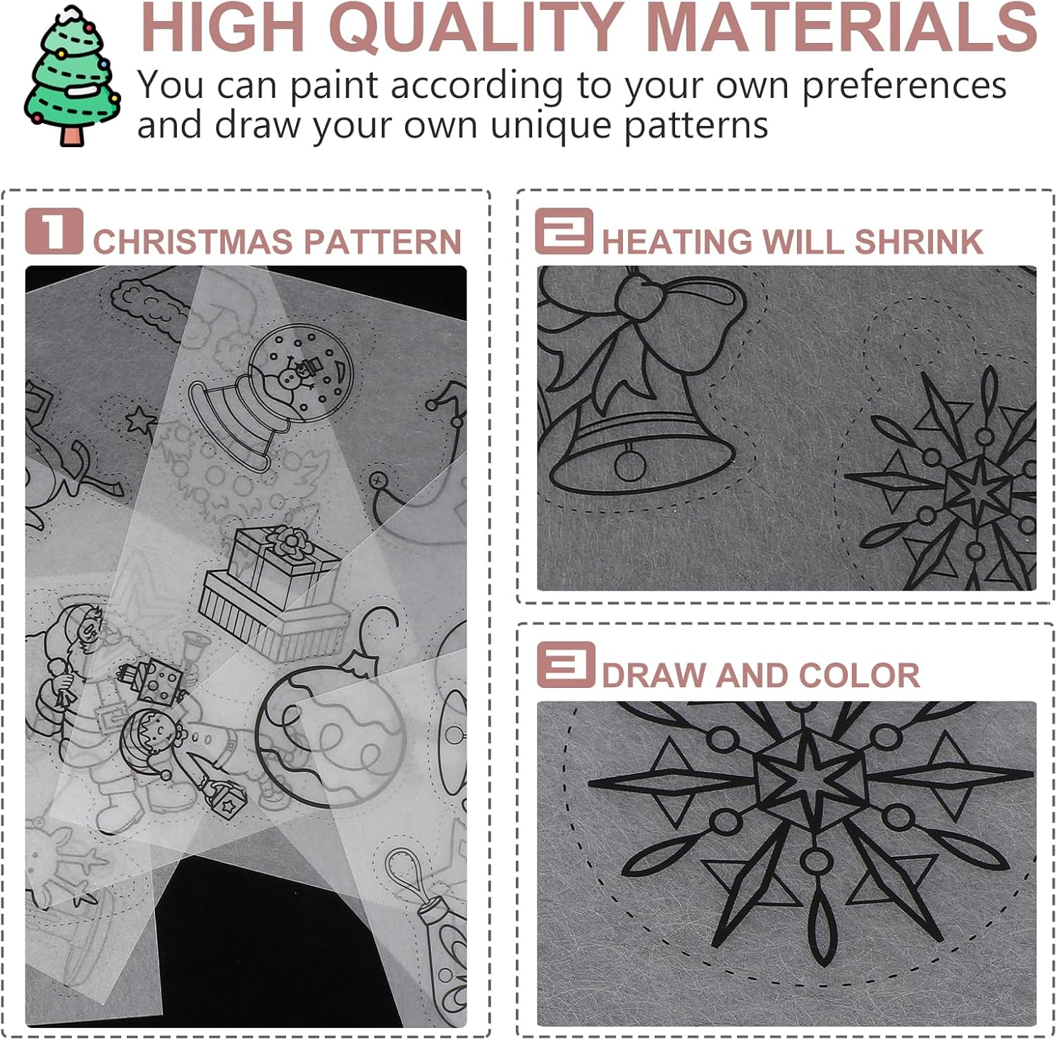 Christmas 3 Sets Christmas Shrink Wrap Shrink Wrap Shrinking Crafts Christmas Shrink Wrap Scrub Set Sandpaper Set Art and Craft Set Shrink Film image number 4