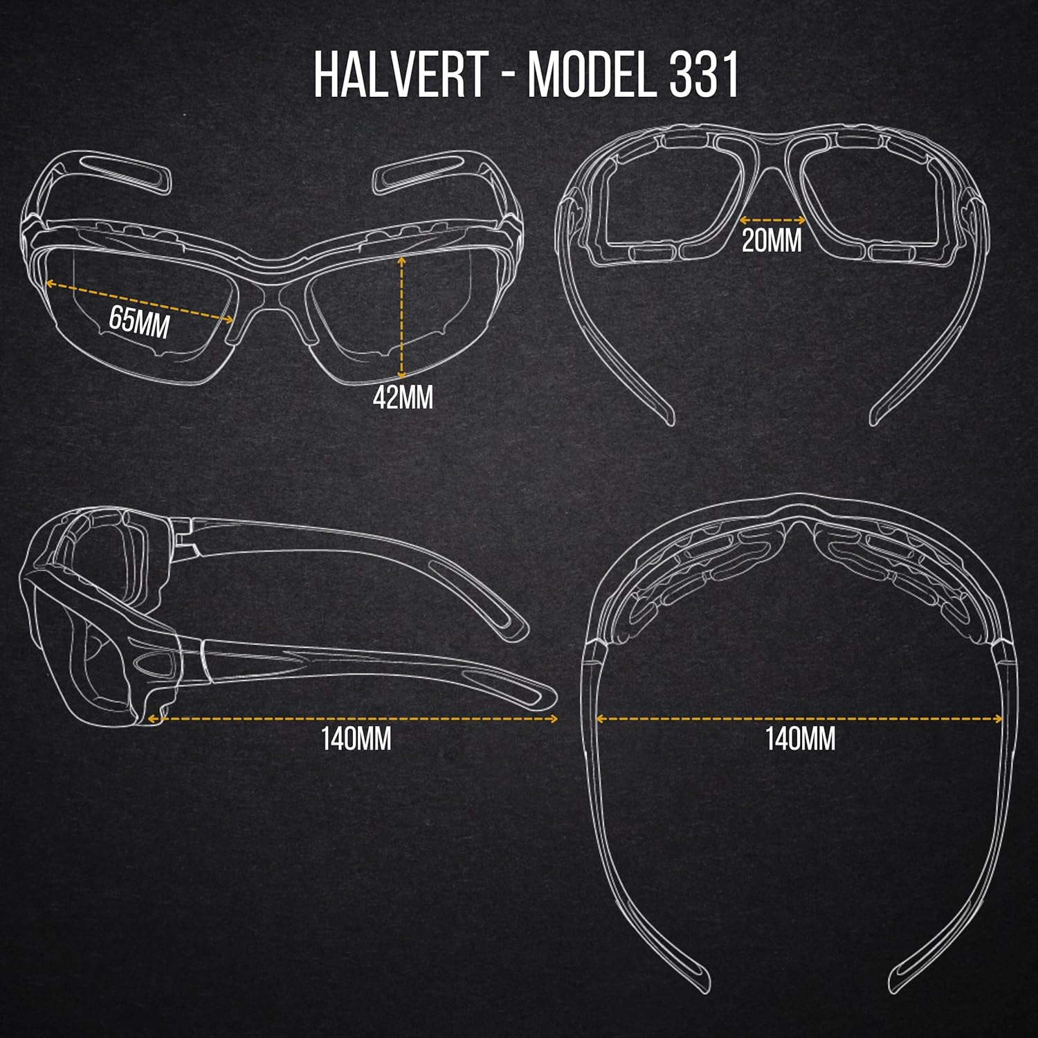 WYND Blocker Motorcycle Riding Glasses Extreme Sports Wrap Sunglasses - Black | Yellow Night Driving image number 4